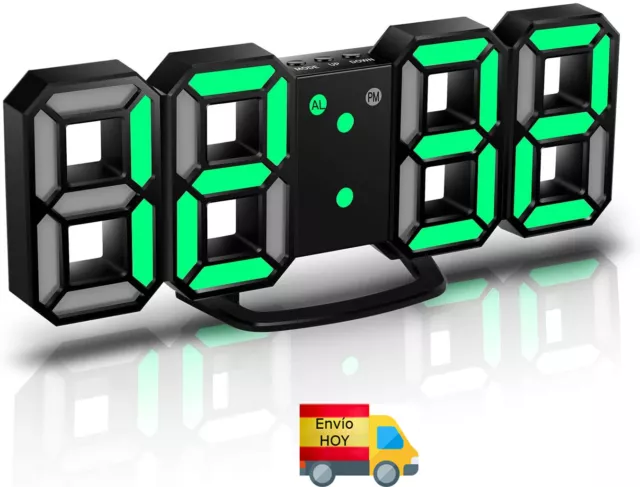 Reloj Despertador Digital Mesa O Pared Led 3D 3 Niveles Brillo Envio Hoy