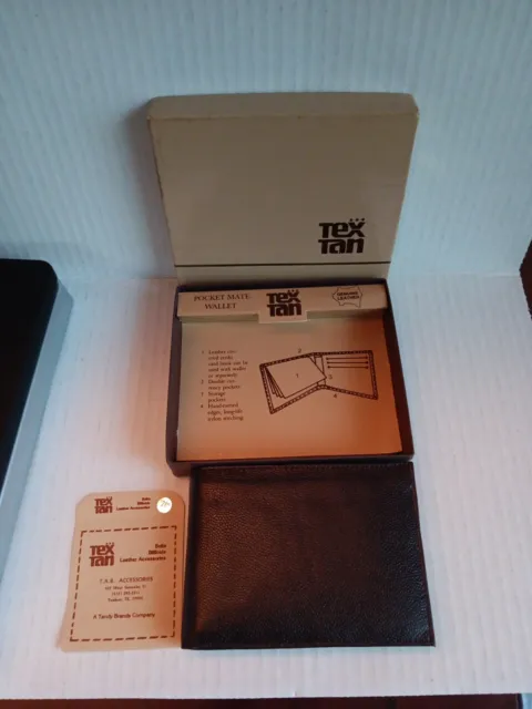 Vintage Tex Tan Men's Genuine Brown Leather Bifold Poclet Mate Wallet NOS New!!!