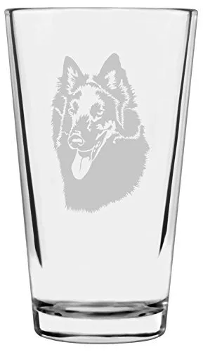 Belgian Sheepdog Dog Themed Etched All Purpose 16oz Pint Glass