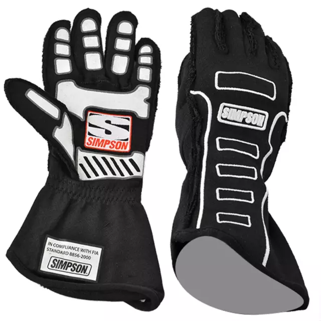 Simpson Competitor Racing Double Layer Driving Black Gloves Large Pair 21300lk-O
