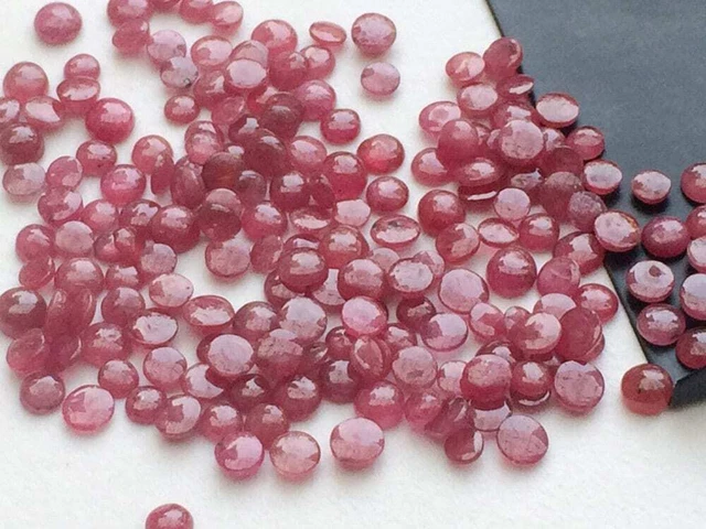 3-5mm Rubin Flache Rückseite Schlicht Rund Cabochons, Cabochons für Schmuck