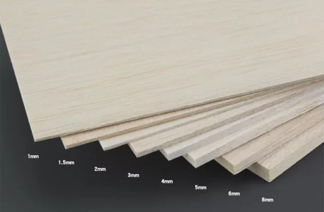 Wood Sheets Wooden Plate Model Balsa DIY Home Aircraft 1mm~8mm Thick 300x100mm