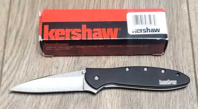 Kershaw BLACK LEEK Pocket Knife w/ Stud, Clip & Assisted Opening USA #1660SWBLK