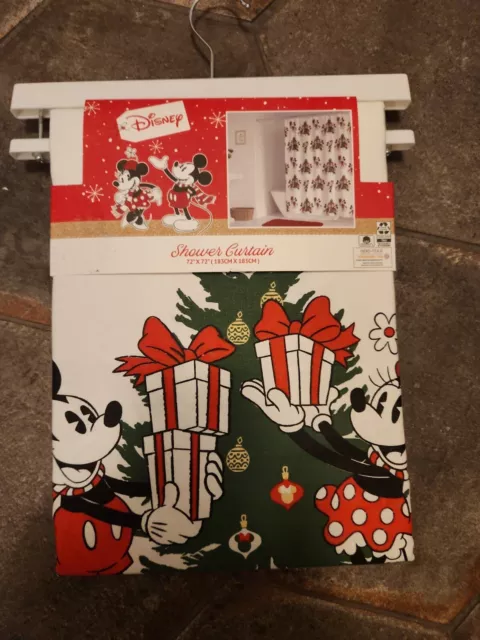 Disney Mickey & Minnie Mouse Christmas Tree Fabric Shower Curtain