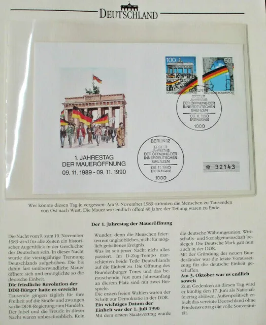 Briefmarke 1.Jahresteag der Mauereröffnung-Ersttagsbrief- 6.11.90 Erstausgabe 2