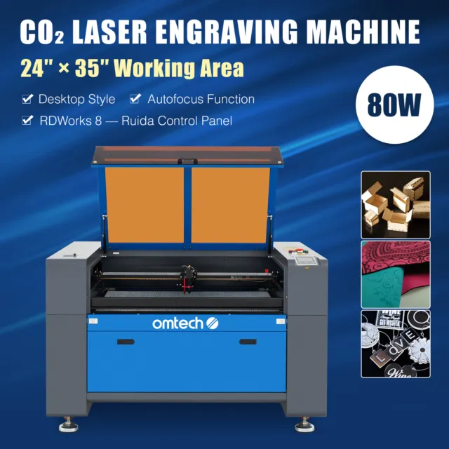 OMTech 80W CO2 Laser Engraving & Cutting Machine with 24 x 35 Working Area (with Auto Focus)