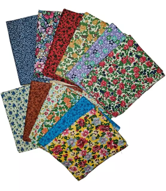 12 Country Calico PRINT Fat Quarter Bundle COLLECTION Quilt Fabric Flower Floral