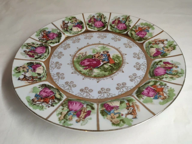 Assiette 20e Siècle Décor Fragonard Céramique Vintage D 26 Cm Collection 2