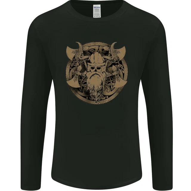 Viking Warrior Palestra Mma Valhalla Odin Norreno da Uomo Manica Lunga T-Shirt