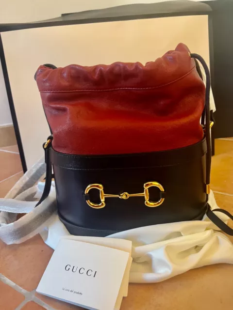 Gucci Ledertasche Horsebit 1955 Azalea - NEU- in Dunkelblau/ Bordeauxrot 