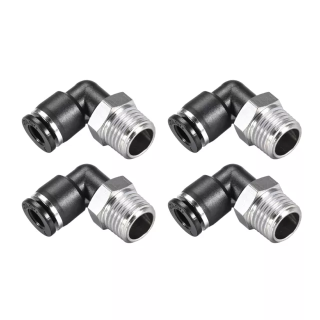 Push to Connect Tube Fitting Male Elbow 6mm Tube OD x 1/4 NPT Push Fit Lock 4pcs