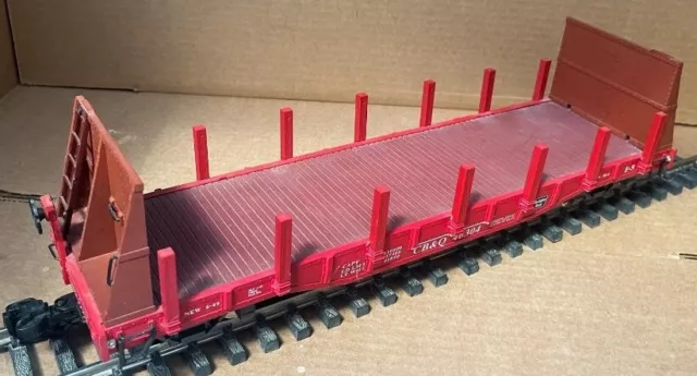 Aristo-Craft REA-46304 CB&Q Bulkhead Flat Car G-Scale ExcellentCondition No Box