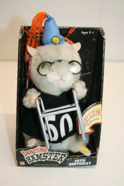 NEW VINTAGE 2004 Gemmy Dancing Hamster 50th BIRTHDAY Animated Singing