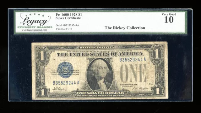 DBR 1928 $1 Silver Fr. 1600 BA Block Legacy 10 Serial B35529244A