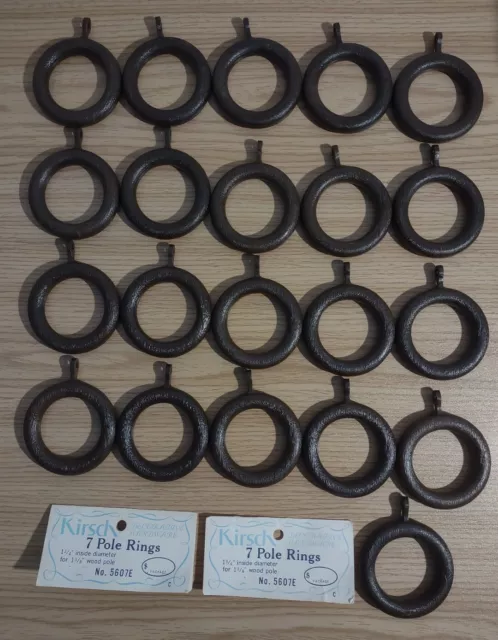 KIRSCH Curtain Drapery Pole Rings for 1 3/8" Wood Pole set of 21 model 5607E