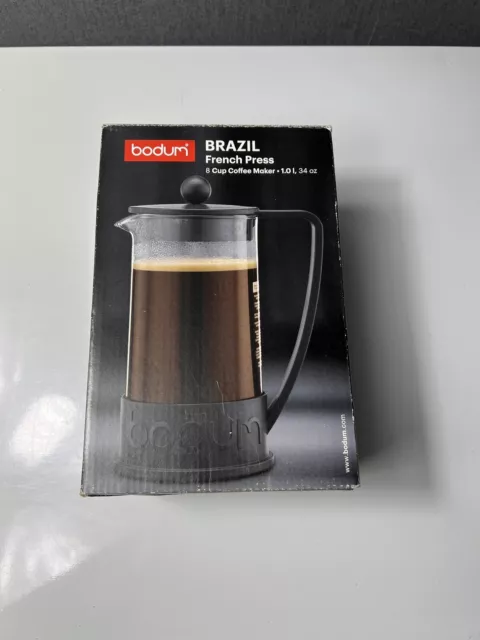 Bodum Brazil French Press Coffee Maker Cafetiere 8 Cups 1.0L 34oz - Red