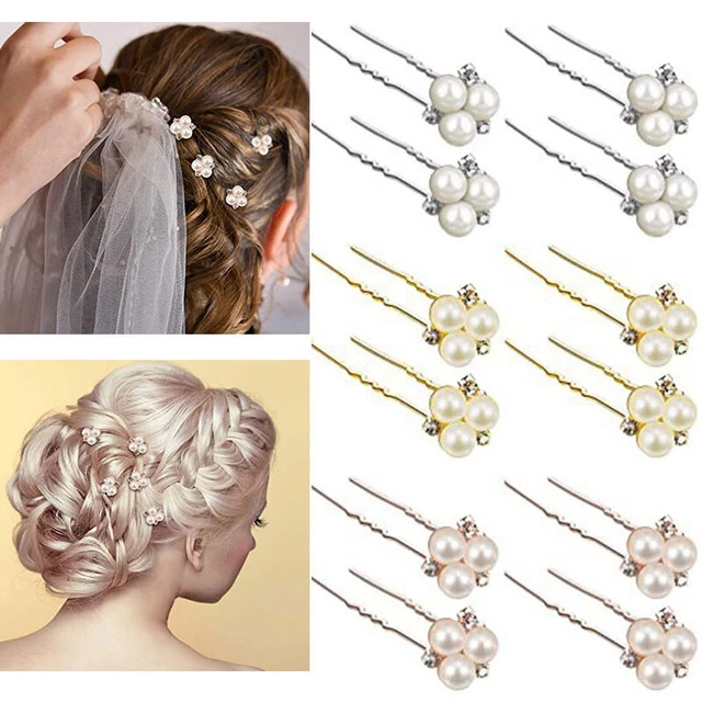 Set Di 15 Forcine Per Capelli Da Sposa Con Perle E Fiori - Accessori Per Acconciature Eleganti | Oro E Argento - Foto 3