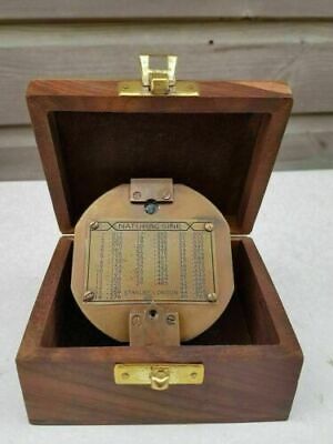 Antique Stanley London Nautical 3" Brass Compass Brunton Compass With Wooden Box