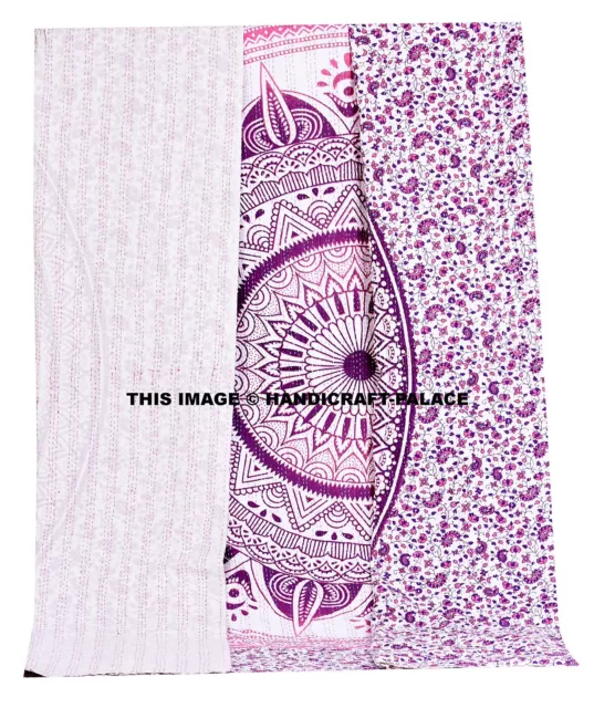 Rose Indien Ombre Mandala Coton King Couverture Couvre Lit Kantha Literie Set