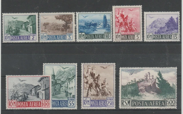 1950 San Marine Flugpost Ansichten 9 Werte MNH MF73195