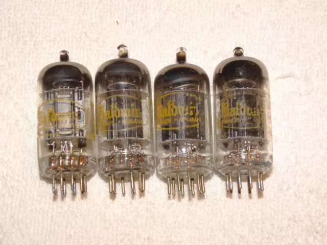 4 X 12au7 Raytheon / Baldwin Tubes Noir Plts-O Super Fort Quad Assortis 1960 #6