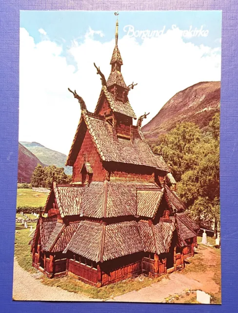 Ancienne Carte Postale Ak Borgund Stave Church Église Env. 1150 Norvège