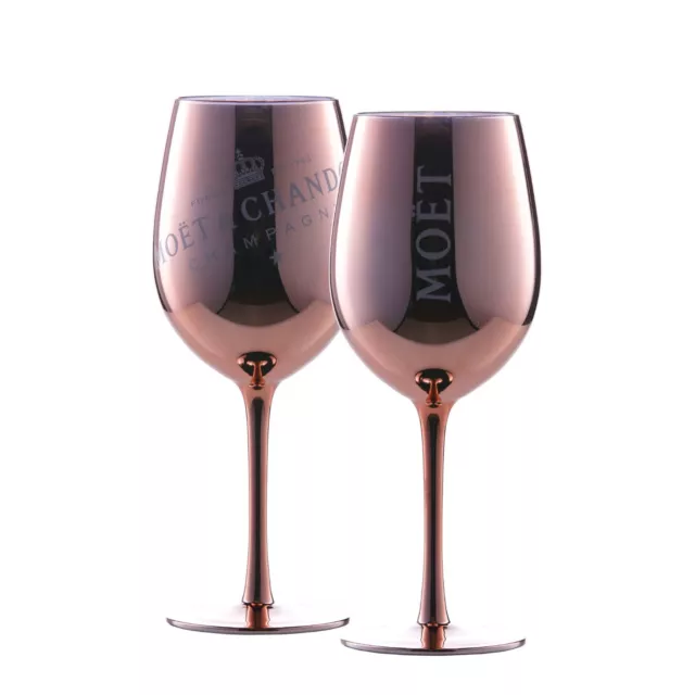 2x Moet & Chandon Champagner Glas Champagnerglas Kupfer/ Rosegold