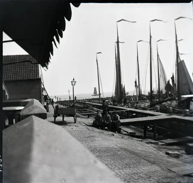 HOLLANDE c. 1900 VOLENDAM Port - Grand Négatif  Pays Bas - FD 450