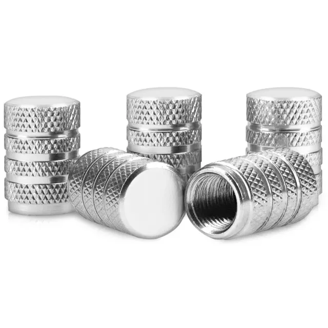 5x Set di coprivalvole argento per pneumatici cappucci per valvole in metallo