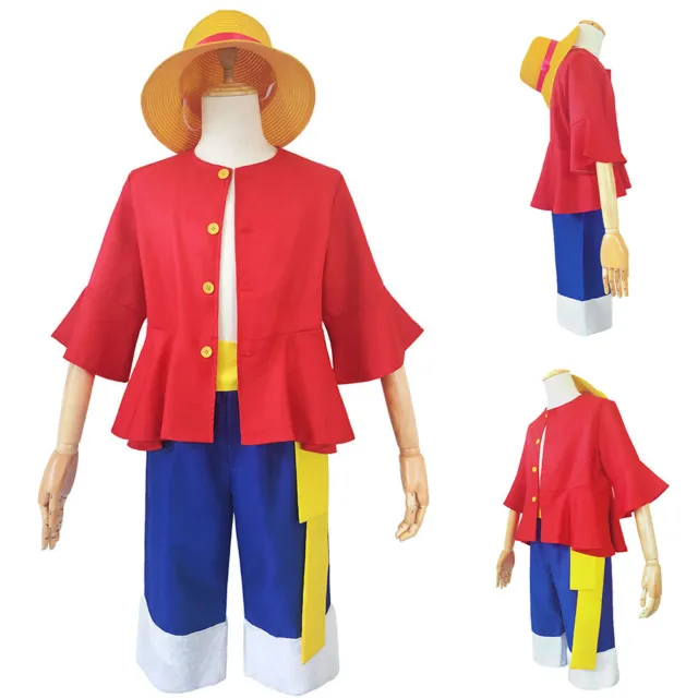 One Piece Monkey D Luffy Anime Herren Party Cosplay Kostüme Outfit Set Hut