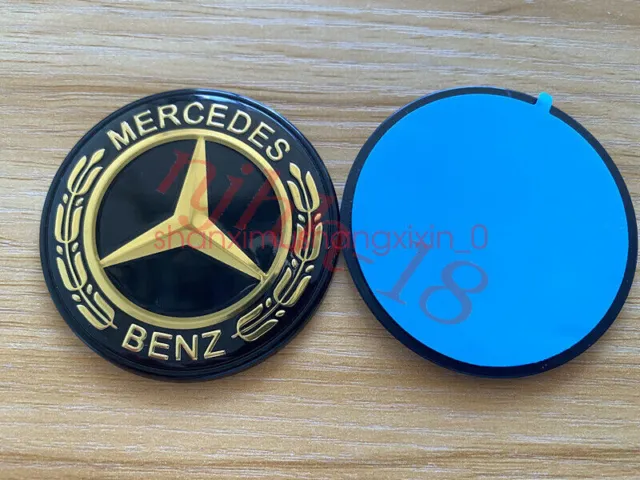 Black Gold Hood Flat Badge Emblem (Paste) For Mercedes Benz A C E S ML CLS 57mm