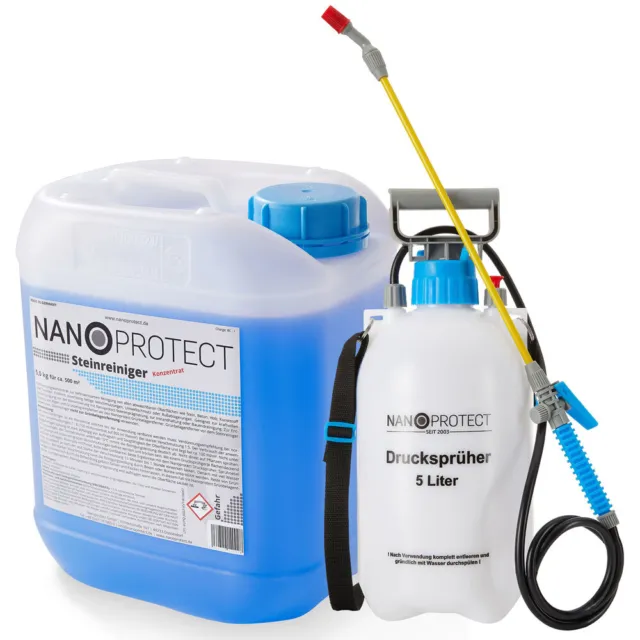 Nanoprotect Steinreiniger 5 kg inkl. Drucksprüher | Für Haus, Hof und Garten