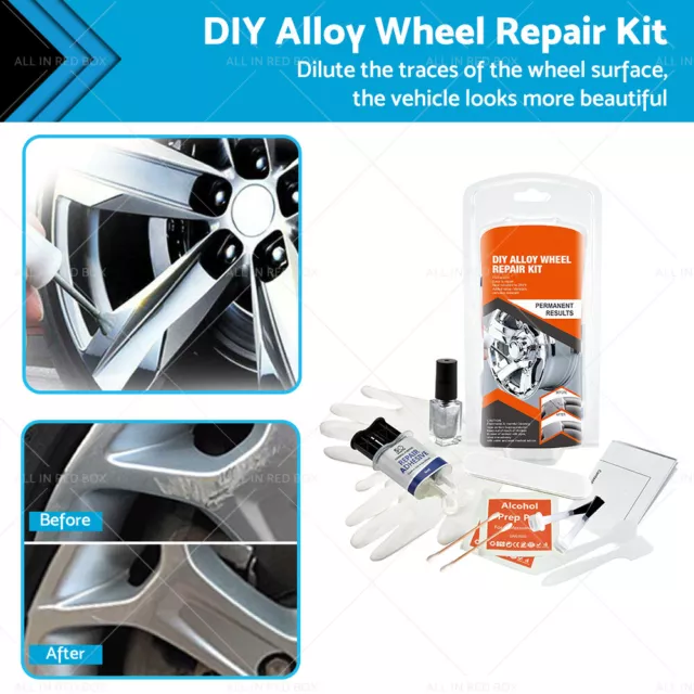 Silver Alloy Wheel Rim Scuffs Scrape Car Kerb Damage Repair Kit Fix Tool Set