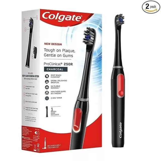 Colgate Proclinical 250R Cepillo de dientes sónico recargable de carbón,...