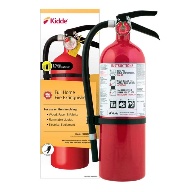 Full Home Fire Extinguisher with Hose, Easy Mount Bracket & Strap, 3-A:40-B:C, D