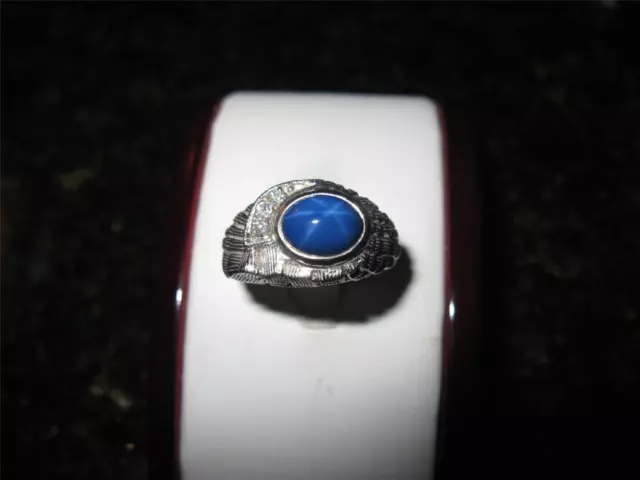 Vintage Linde Star Sapphire And Diamond Ring 9 x 7 mm 14k Solid Gold  10.4 Grams