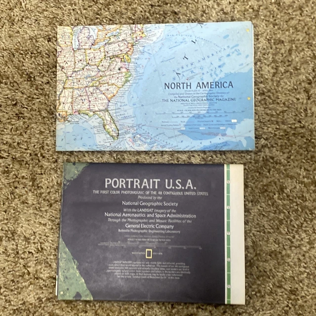 National Geographic Map-Small North America 1964 & Portrait USA 1976 Map