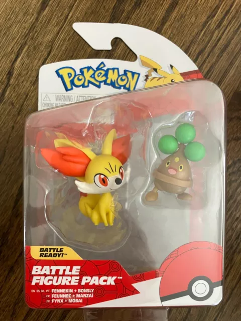 "Pokémon" Fennekin & Bonsly, Battle Figure Set Jazwares, New