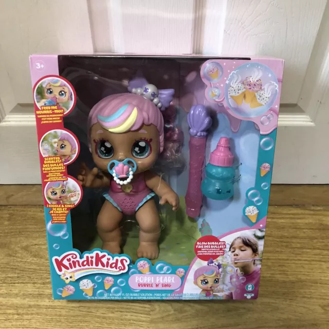 Kindi Kids Bubble N Sing Nursery Baby Poppi Pearl Doll BLOWS SCENTED BUBBLES