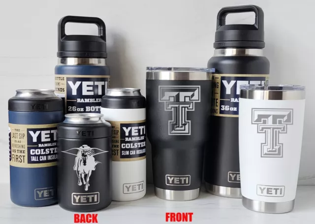 TEXAS TECH Red Raiders YETI Laser Engraved Tumblers, Can Colsters and Bottles