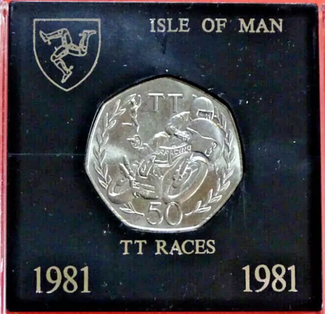 JOEY DUNLOP 1981 ISLE OF MAN TT RACES 50p OLD LARGER SIZE 30mm 50p  in case