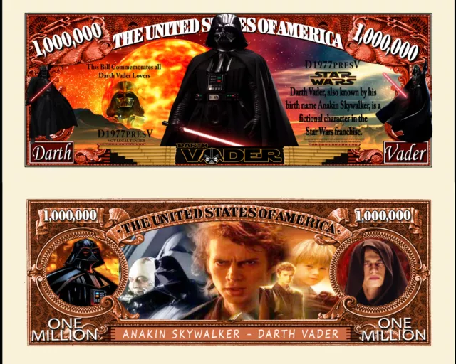 DARK VADOR STAR WARS BILLET MILLION DOLLAR US Collector A. Skywalker Darth Vader