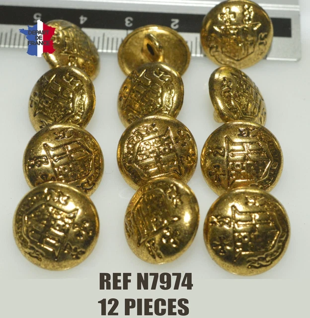 Lot De 6 Boutons Vintage En Métal Doré Orange - Diamètre 1,5 Cm, à Pied, Référence 4830, Occasion