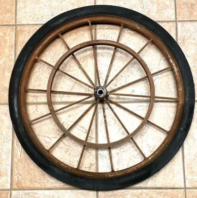 Industrial Wheel,Solid Tire,22-23"Rim,1"Inner Drive Ring?Fire Cart?Implement?Old