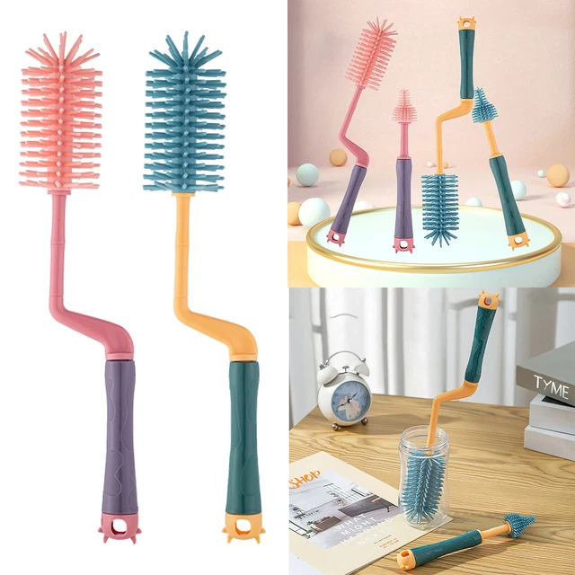 Silicone Baby Bottle Nipple Straw Brush Set Rubber Cleaning Washer 2 Piece Set