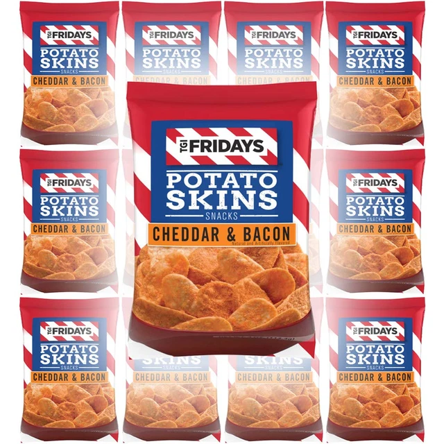12 Pack 1Oz Bag Total12 Oz TGI Fridays Potato Skins Snacks Cheddar Bacon Flavor