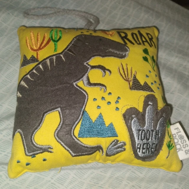 Floss & Rock Dinosaur Tooth Fiary Pillow with Tooth Pocket (6 1/2 X 6)