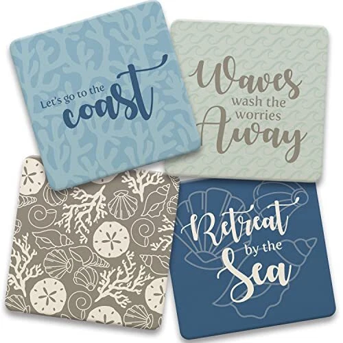 Nearshore Coastal - Beach Décor Highly Absorbent Drink Coaster Set