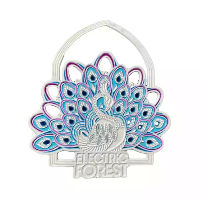 Electric Forest Music Festival Memorabilia White Peacock Enamel Pin - 314/1200 Electric Forest Music Festival Memorabilia White Peacock Enamel Pin - 314/1200
