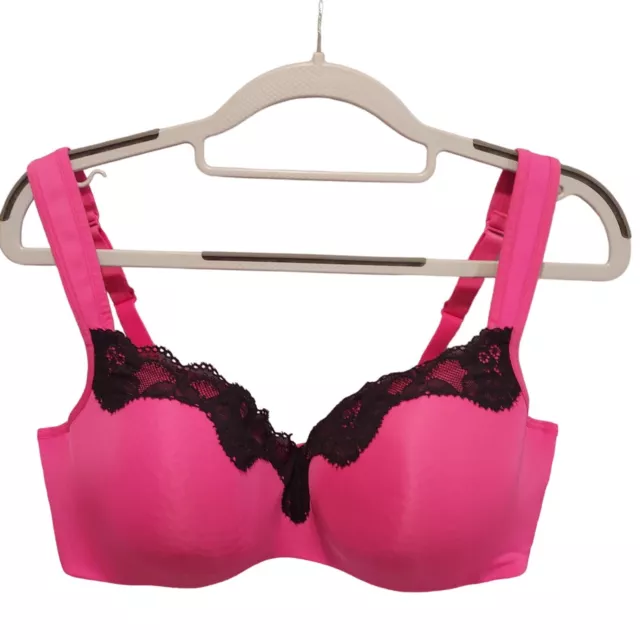 CACIQUE BLACK & Hot Pink Lace Unlined Full Coverage Underwire Bra